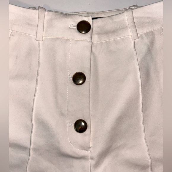 ZARA women’s‎ Tailored high rise WHITE, button front, cotton blend size SMALL - Picture 6 of 11